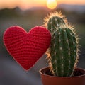 Toy heart and cactus illustration. Royalty Free Stock Photo