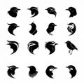 Vector of simple bird head symbols Royalty Free Stock Photo