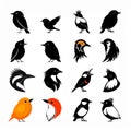 Vector of simple bird head symbols Royalty Free Stock Photo