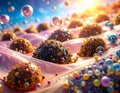Cellular Landscape with Spheres Royalty Free Stock Photo