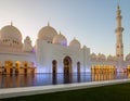 Sheikh Zayed Grand Mosque at Sunset in Abu Dhabi Royalty Free Stock Photo
