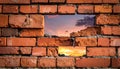 Close up brick cracked wall texture background, broken concept Royalty Free Stock Photo