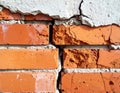 Close up brick cracked wall texture background, broken concept Royalty Free Stock Photo