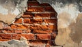 Close up brick cracked wall texture background, broken concept Royalty Free Stock Photo