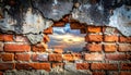 Close up brick cracked wall texture background, broken concept Royalty Free Stock Photo