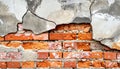 Close up brick cracked wall texture background, broken concept Royalty Free Stock Photo