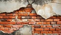 Close up brick cracked wall texture background, broken concept Royalty Free Stock Photo