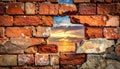 Close up brick cracked wall texture background, broken concept Royalty Free Stock Photo