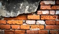 Close up brick cracked wall texture background, broken concept Royalty Free Stock Photo