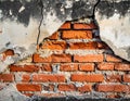 Close up brick cracked wall texture background, broken concept Royalty Free Stock Photo