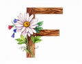 illustration of isolated alphabet F for flower on white background Royalty Free Stock Photo