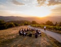 Folk Music Ensemble Playing at Sunset in a Vineyard Royalty Free Stock Photo
