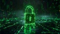 Modern cybersecurity symbol above a digital grid, perfect for IT security, data protection, and fintech campaigns. Royalty Free Stock Photo