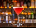 Glass of fresh alcoholic cocktail on bar counter Royalty Free Stock Photo