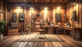 Professional recording studio with vintage hi-fi audio system in a rustic wooden room interior. Royalty Free Stock Photo