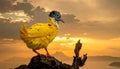A vibrant bird with striking yellow plumage and a blue face Royalty Free Stock Photo