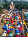 Aerial view of local market colourful tents at Minar Moshjid Tabling for the Global Royalty Free Stock Photo