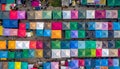 Aerial view of local market colourful tents at Minar Moshjid Tabling for the Global Royalty Free Stock Photo