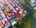 Aerial view of local market colourful tents at Minar Moshjid Tabling for the Global Royalty Free Stock Photo