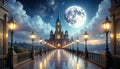 Enchanted Castle at Night Royalty Free Stock Photo