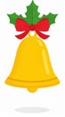 A yellow bell with a smooth surface is depicted, adorned with a bright red bow at the top. Royalty Free Stock Photo