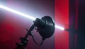 Studio Microphone with Red and White Lighting Royalty Free Stock Photo