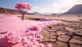 Surreal Pink Desert Bloom Royalty Free Stock Photo