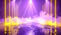 Futuristic Neon Stage with Smoke and Lights Royalty Free Stock Photo