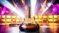 Electric Guitar on a Concert Stage with Lights Royalty Free Stock Photo