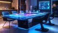 Futuristic dining room with smart table Royalty Free Stock Photo