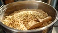 A Scoop of Rolled Oats in a Metal Container Royalty Free Stock Photo