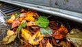 Wet Autumn Leaves in Gutter Royalty Free Stock Photo
