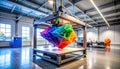 Giant 3D Printer Creating a Colorful Object Royalty Free Stock Photo