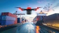 Drone Over Shipping Containers in Port Royalty Free Stock Photo