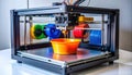 3D Printer in Action Creating an Orange Object Royalty Free Stock Photo