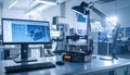Engineering workstation with 3D printer and CAD software Royalty Free Stock Photo