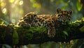 Clouded Leopard in Lush Forest Canopy Royalty Free Stock Photo