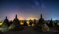Borobudur Temple at Night Under Starry Sky Royalty Free Stock Photo