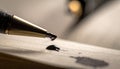 Ink drop from a fountain pen, generated by AI Royalty Free Stock Photo