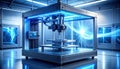 Futuristic 3D Printer in a High-Tech Laboratory Royalty Free Stock Photo