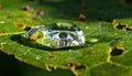 Macro View of Dewdrop on a Green Leaf Royalty Free Stock Photo