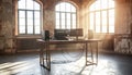 Sunlit Loft Studio Workspace Royalty Free Stock Photo
