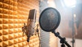 Professional Microphone in Soundproof Studio Royalty Free Stock Photo