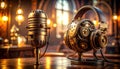 Steampunk Microphone and Headphones Royalty Free Stock Photo