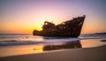 Shipwreck at Sunset Royalty Free Stock Photo