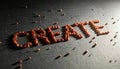 The Word CREATE Formed by Small Copper Beads Royalty Free Stock Photo