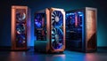 Gaming PC Rigs with RGB Lighting and Copper Accents Royalty Free Stock Photo
