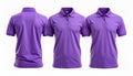 Purple collar polo tee shirt set with front back and side views Royalty Free Stock Photo