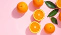 Oranges Illustration Image with Pink Background Royalty Free Stock Photo