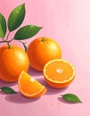 Oranges Illustration Image with Pink Background Royalty Free Stock Photo